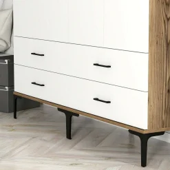 Guardaroba grande Katrin, 160x201h48 cm, Noce e Bianco<Dmora Store