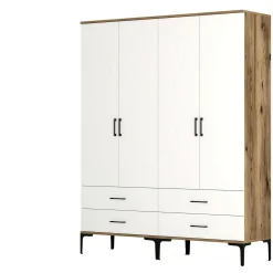 Guardaroba grande Katrin, 160x201h48 cm, Noce e Bianco<Dmora Store