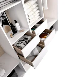 Guardaroba grande Mala, 196x45 h205 cm, Bianco e Rovere<Dmora Cheap