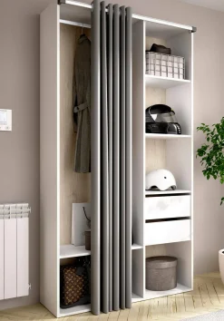 Guardaroba grande Maon, 98x53 h205 cm, Bianco e Rovere<Dmora Store