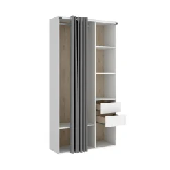 Guardaroba grande Maon, 98x53 h205 cm, Bianco e Rovere<Dmora Store