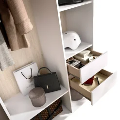 Guardaroba grande Maon, 98x45 h205 cm, Bianco e Rovere<Dmora Sale