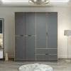 Guardaroba grande Odalys, 185x52 h208 cm, Nero e Oro<Dmora Store