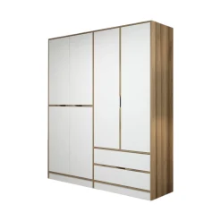 Guardaroba grande Odalys, 185x52 h208 cm, Bianco e Oro<Dmora Online