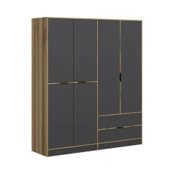 Guardaroba grande Odalys, 185x52 h208 cm, Nero e Oro<Dmora Store