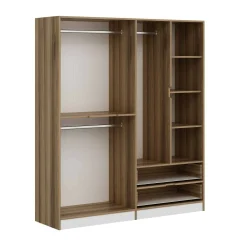 Guardaroba grande Odalys, 185x52 h208 cm, Bianco e Oro<Dmora Online