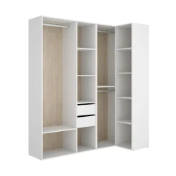Guardaroba grande Onyok, 183x85 h205 cm, Bianco e Rovere<Dmora Hot