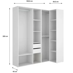 Guardaroba grande Onyok, 183x85 h205 cm, Bianco e Rovere<Dmora Hot
