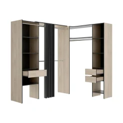 Guardaroba grande Pali, 214x141 h205 cm, Antracite e Rovere<Dmora Sale
