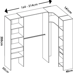 Guardaroba grande Pali, 214x141 h205 cm, Antracite e Rovere<Dmora Sale