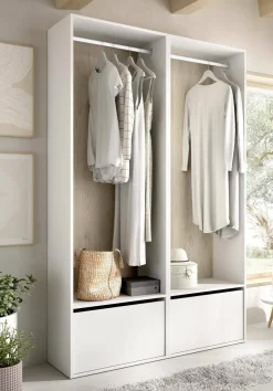 Guardaroba grande Pewa, 120x45 h205 cm, Bianco e Rovere<Dmora New