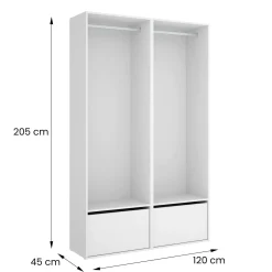 Guardaroba grande Pewa, 120x45 h205 cm, Bianco e Rovere<Dmora New