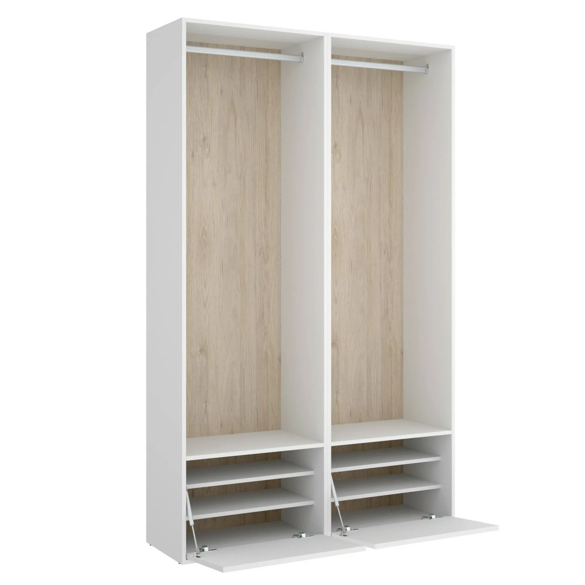 Guardaroba grande Pewa, 120x45 h205 cm, Bianco e Rovere<Dmora New