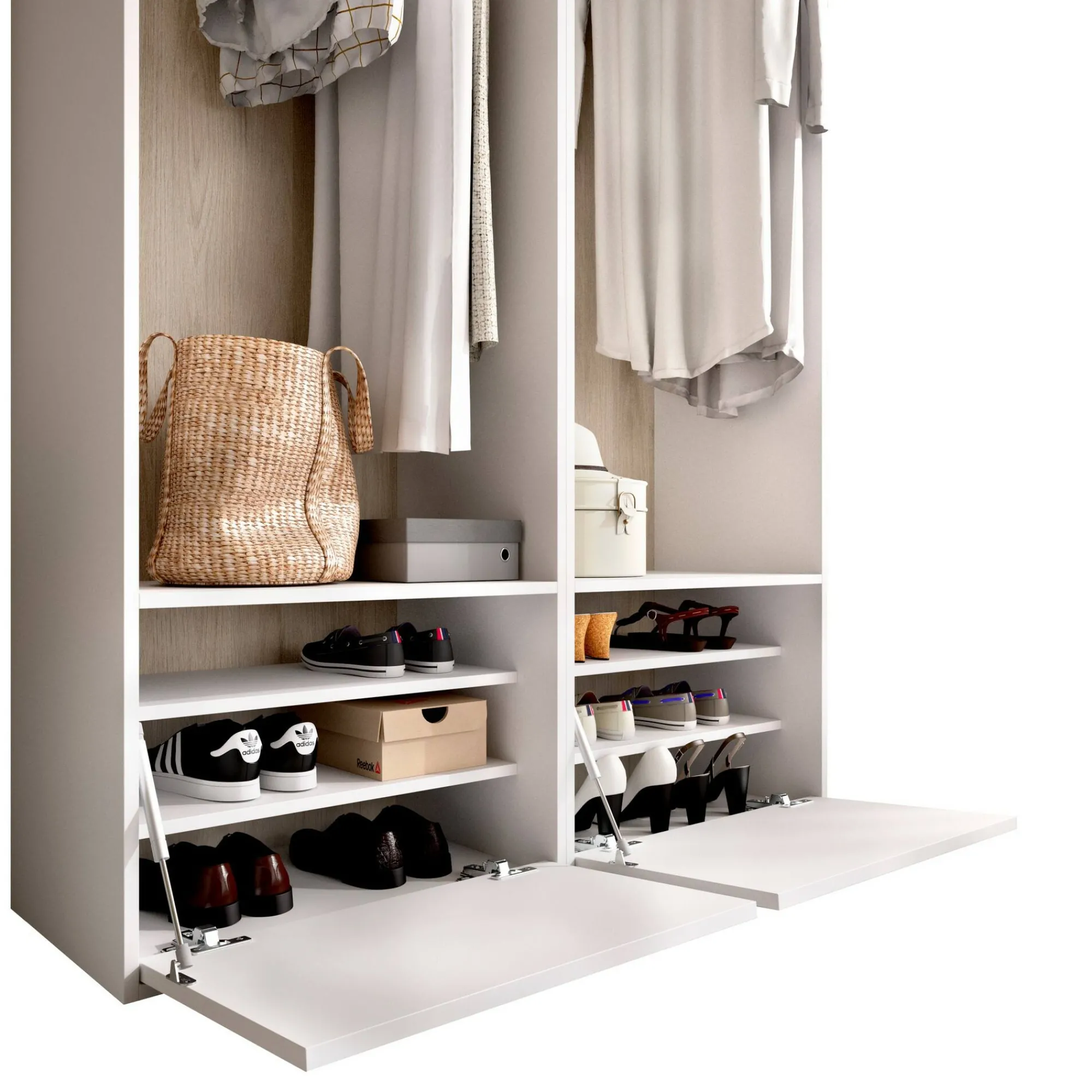 Guardaroba grande Pewa, 120x45 h205 cm, Bianco e Rovere<Dmora New