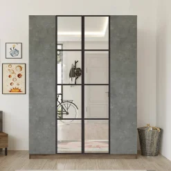 Guardaroba grande Phet, 138x50 h184 cm, Marrone e Grigio<Dmora Best