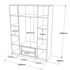 Guardaroba grande Phet, 138x50 h184 cm, Marrone e Grigio<Dmora Best