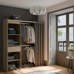 Guardaroba grande Serpentina, 167x50 h192 cm, Rovere e Bianco opaco<Dmora Best Sale