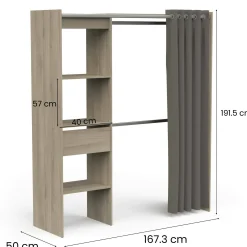 Guardaroba grande Serpentina, 167x50 h192 cm, Rovere e Bianco opaco<Dmora Best Sale