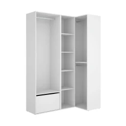 Guardaroba grande Tobias, 145x85 h205 cm, Bianco e Rovere<Dmora Shop