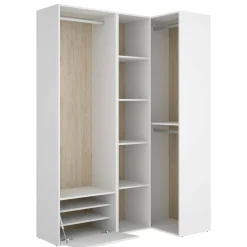 Guardaroba grande Tobias, 145x85 h205 cm, Bianco e Rovere<Dmora Shop