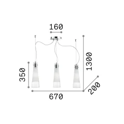 Ideal-Lux - Lampada a sospensione KUKY SP3, 67 x 20 x h60 cm,<Dmora Outlet