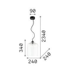 Ideal-Lux - Lampada a sospensione BISTRO' SP1 SQUARE , 24 x 24 x h59 cm,<Dmora Sale
