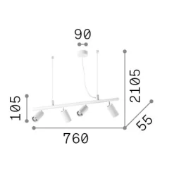 Ideal-Lux - Lampada a sospensione DYNAMITE SP4 , 76 x 6 x h36 cm,<Dmora Shop