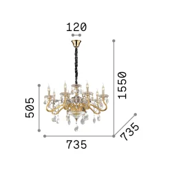 Ideal-Lux - Lampada a sospensione NEGRESCO SP8 , 74 x 74 x h76 cm,<Dmora Best