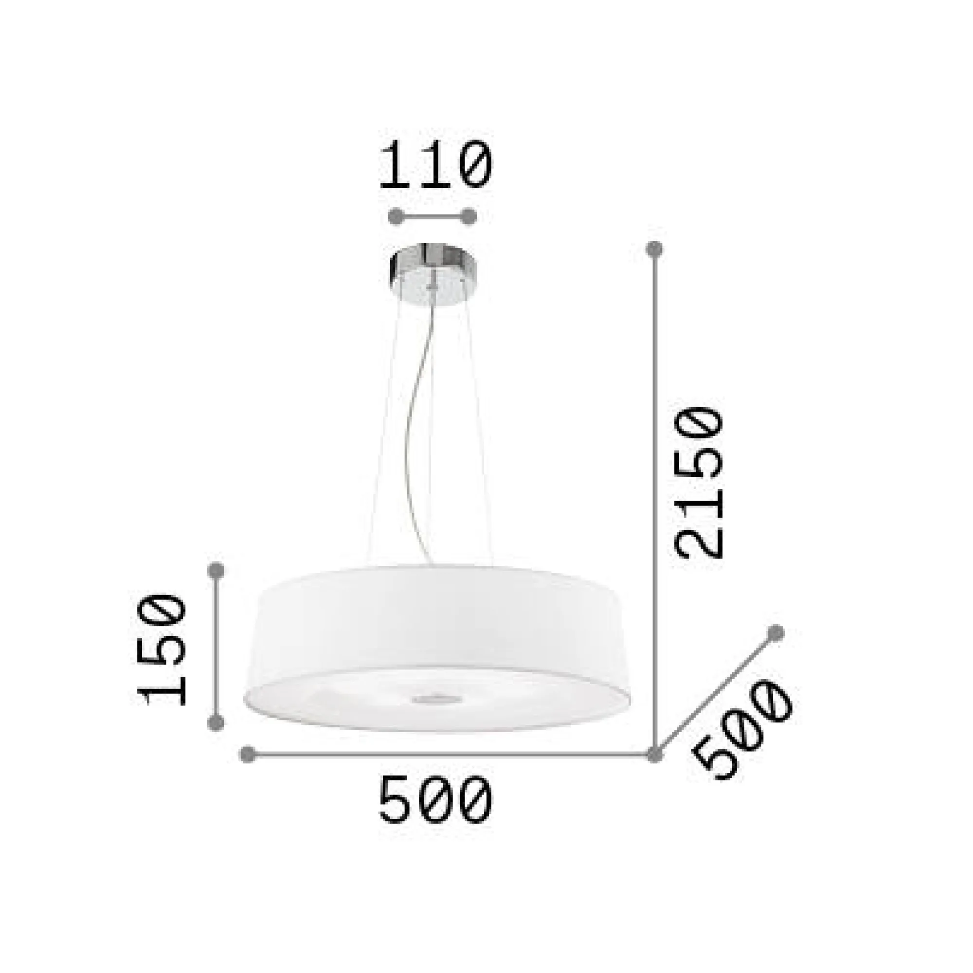 Ideal-Lux - Lampada a sospensione HILTON SP4 ROUND, 50 x 50 x h40 cm,<Dmora Flash Sale