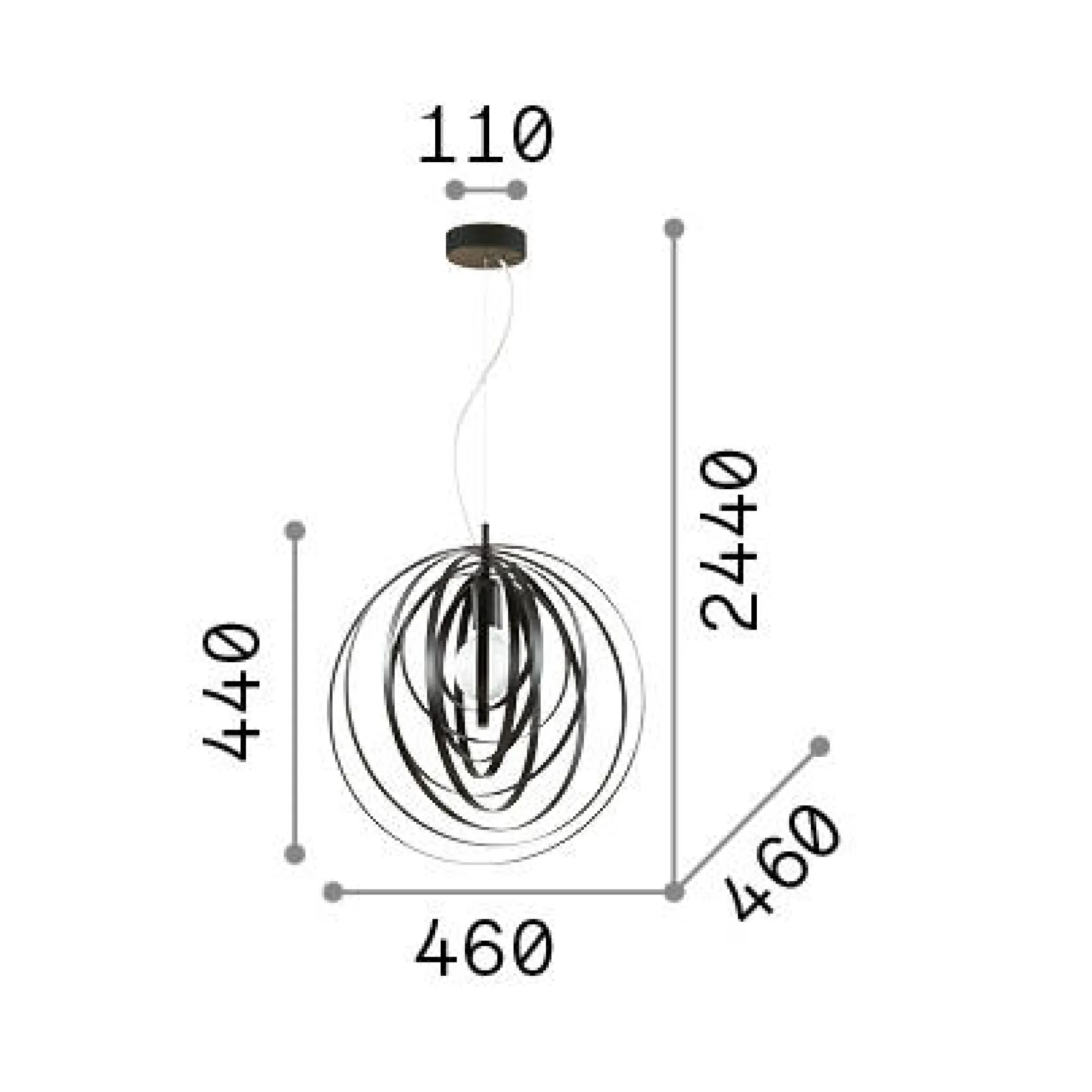 Ideal-Lux - Lampada a sospensione DISCO SP1 , 46 x 46 x h69 cm,<Dmora Fashion