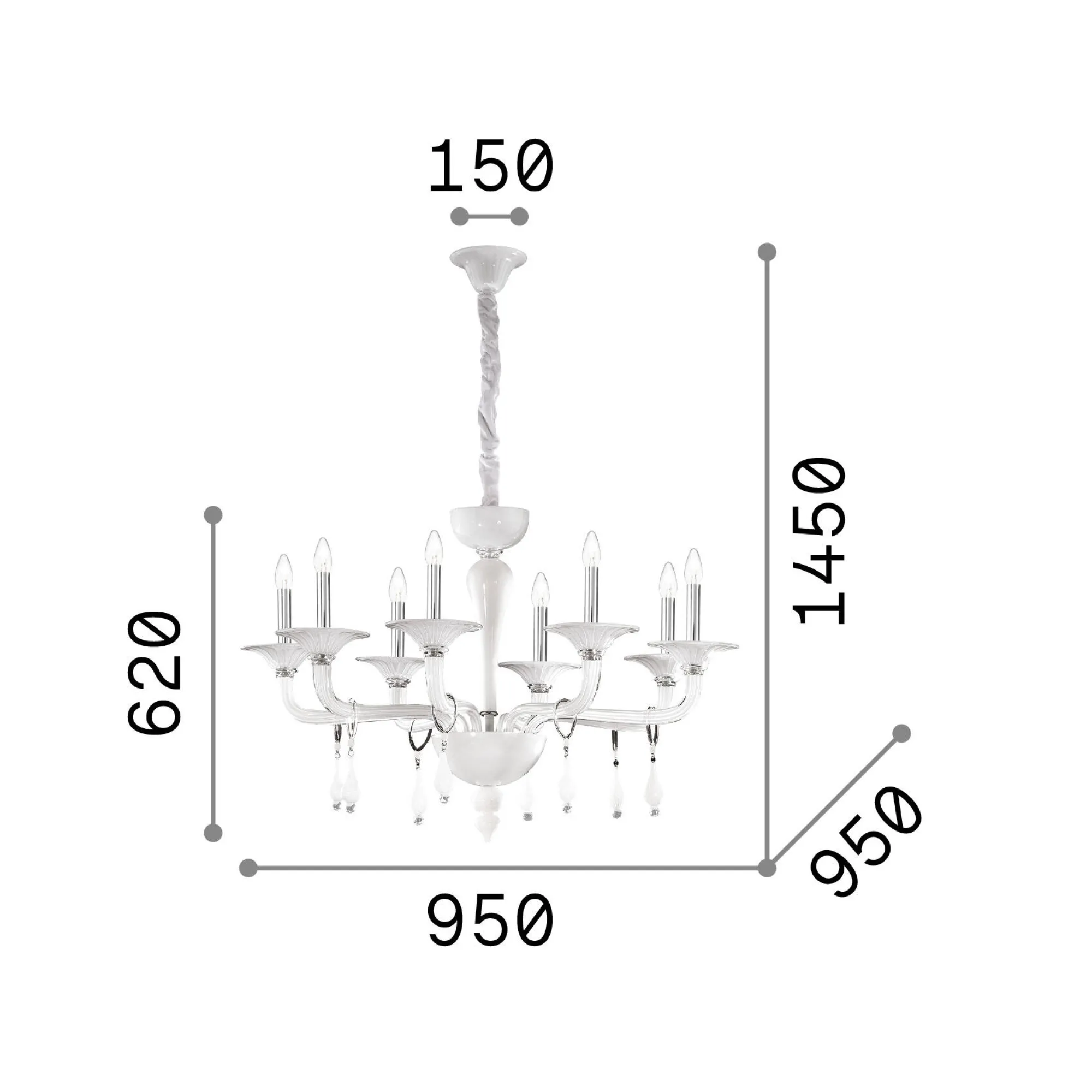 Ideal-Lux - Lampada a sospensione MIRAMARE SP8, 95 x 95 x h87 cm,<Dmora Hot
