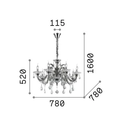 Ideal-Lux - Lampada a sospensione COLOSSAL SP8 , 78 x 78 x h77 cm,<Dmora Store
