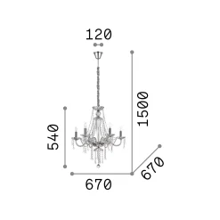 Ideal-Lux - Lampada a sospensione AMADEUS SP6, 67 x 67 x h79 cm,<Dmora Discount