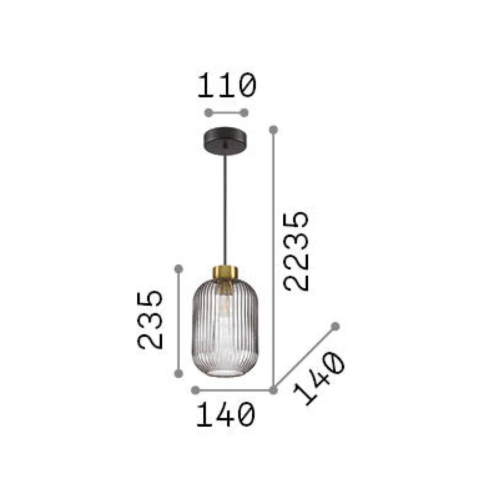 Ideal-Lux - Lampada a sospensione MINT-1 SP1 , 14 x 14 x h49 cm,<Dmora Best