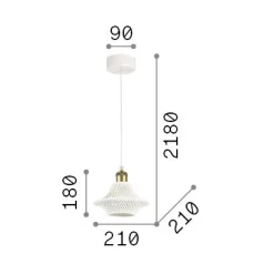 Ideal-Lux - Lampada a sospensione LUGANO SP1 D21, 21 x 21 x h43 cm,<Dmora Sale