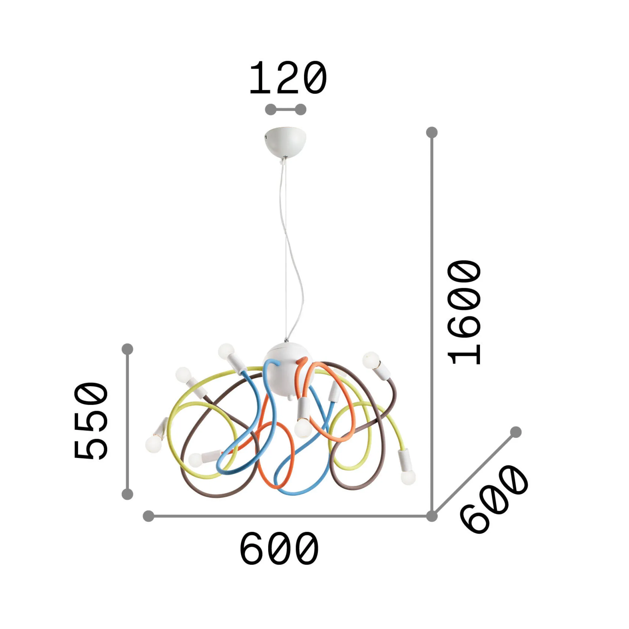 Ideal-Lux - Lampada a sospensione MULTIFLEX SP8 , 60 x 60 x h80 cm,<Dmora Cheap