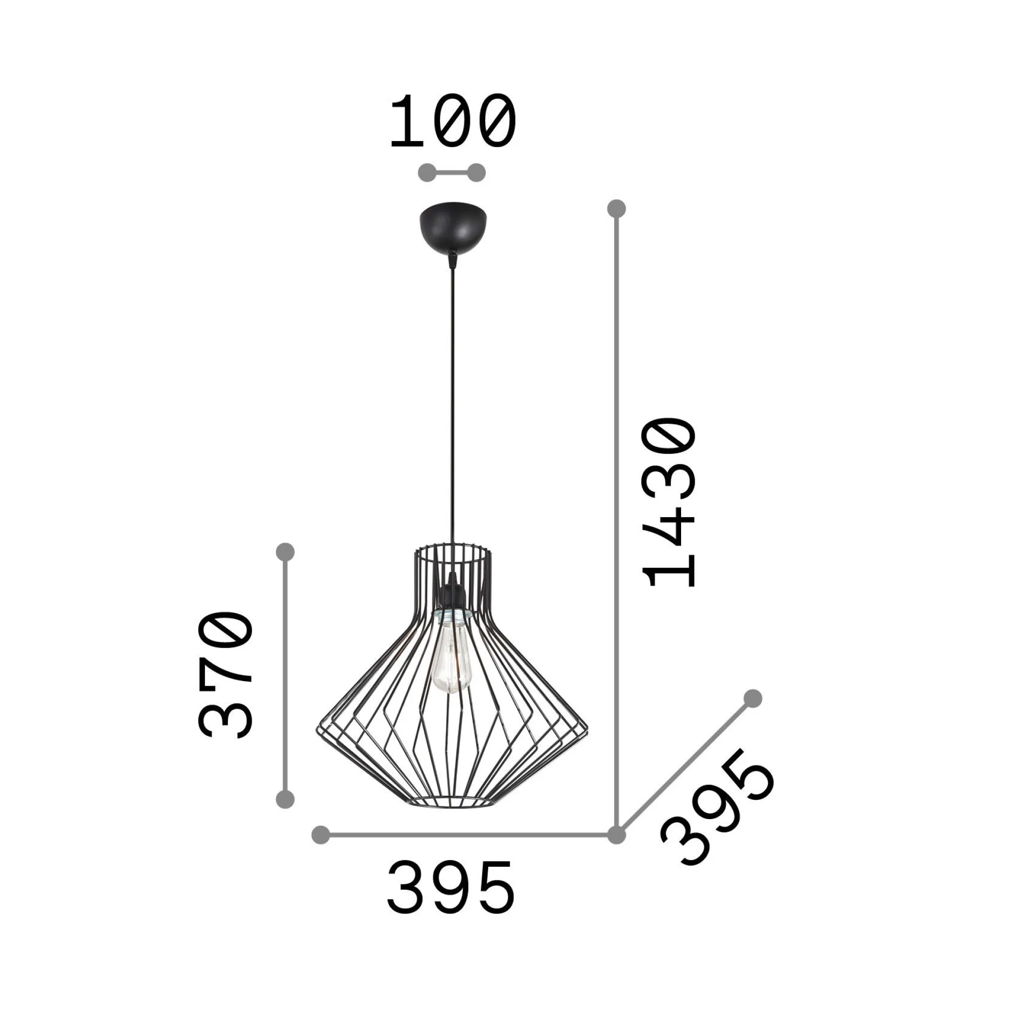 Ideal-Lux - Lampada a sospensione AMPOLLA-4 SP1 , Made in Italy, 40 x 40 x h62 cm,<Dmora Sale