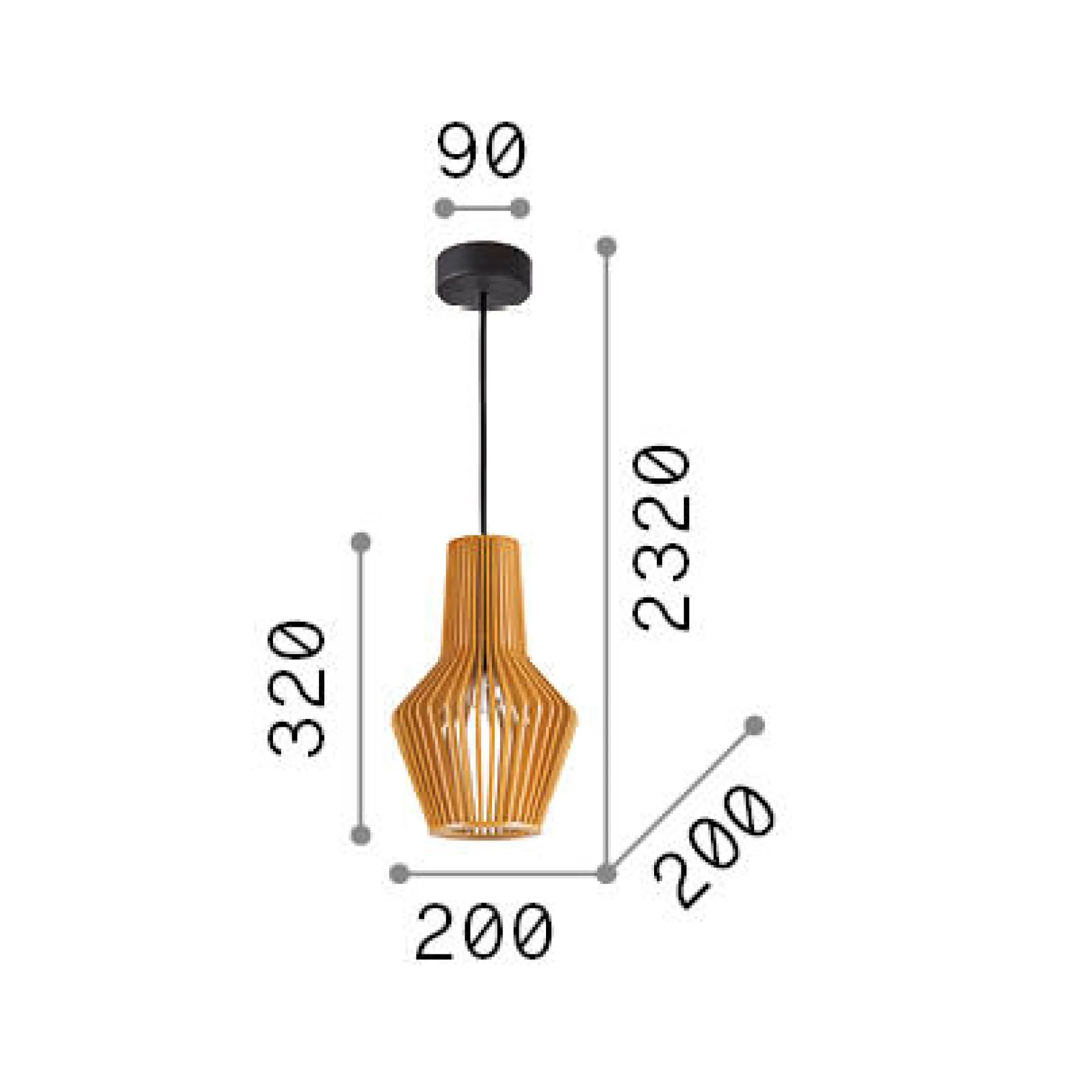 Ideal-Lux - Lampada a sospensione CITRUS-1 SP1, 20 x 20 x h57 cm,<Dmora Shop