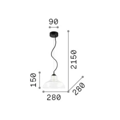Ideal-Lux - Lampada a sospensione BISTRO' SP1 PLATE FUME', 28 x 28 x h40 cm,<Dmora Hot