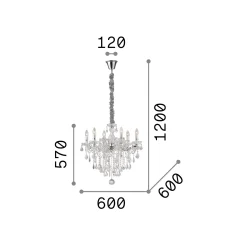 Ideal-Lux - Lampada a sospensione FLORIAN SP6 , 60 x 60 x h82 cm,<Dmora Store