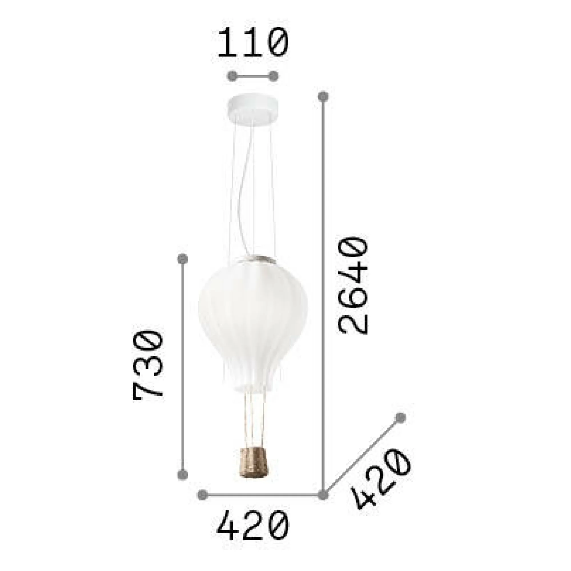Ideal-Lux - Lampada a sospensione DREAM BIG SP1 D42, 42 x 42 x h110 cm,<Dmora Best