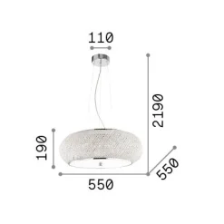 Ideal-Lux - Lampada a sospensione PASHA' SP10 , 55 x 55 x h44 cm,<Dmora Shop