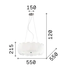 Ideal-Lux - Lampada a sospensione OVALINO SP8, 55 x 55 x h47 cm,<Dmora Sale