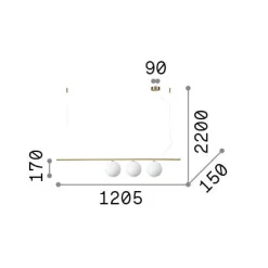 Ideal-Lux - Lampada a sospensione PERLINE SP3 , 121 x 15 x h42 cm,<Dmora Cheap