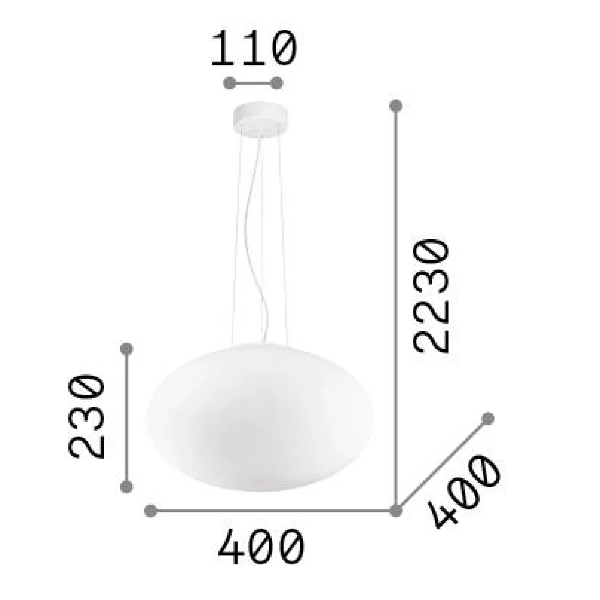 Ideal-Lux - Lampada a sospensione CANDY SP1 D40, 40 x 40 x h48 cm,<Dmora Best Sale