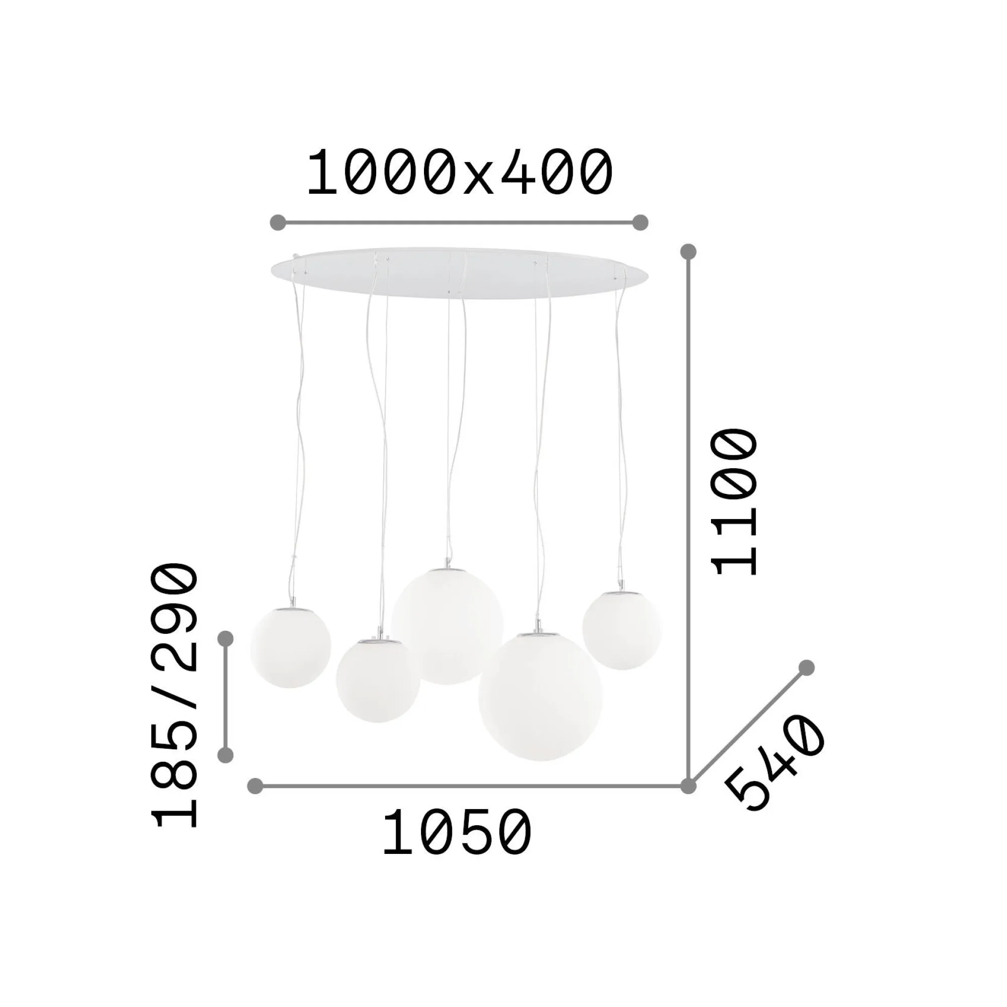 Ideal-Lux - Lampada a sospensione MAPA SP5, 105 x 54 x h54 cm,<Dmora Outlet