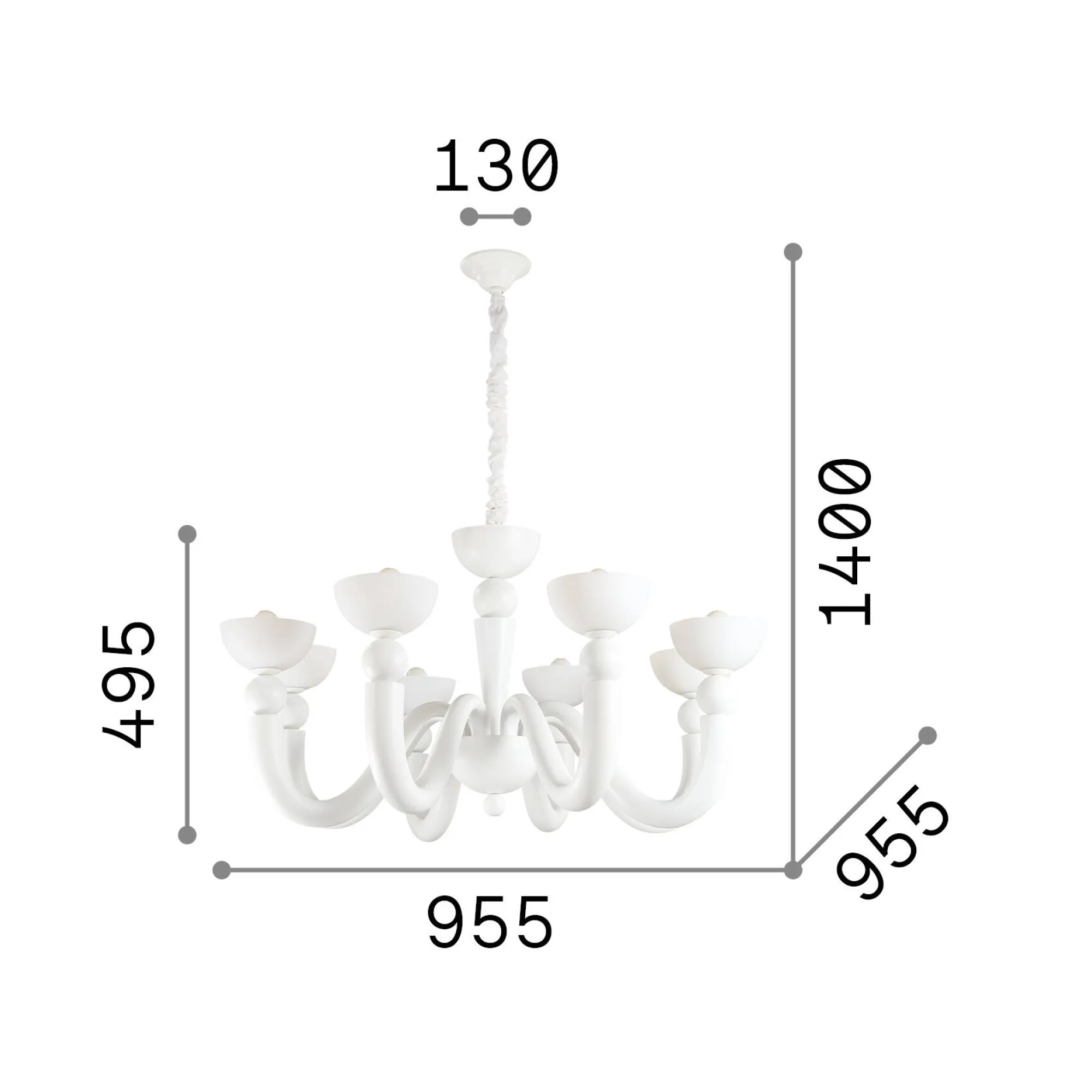 Ideal-Lux - Lampada a sospensione BON BON SP8 , 96 x 96 x h75 cm,<Dmora Shop