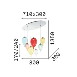 Ideal-Lux - Lampada a sospensione CLOWN SP7 COLOR, 80 x 30 x h49 cm,<Dmora Online