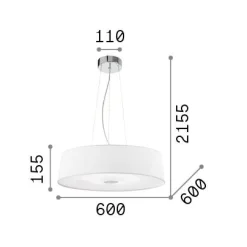 Ideal-Lux - Lampada a sospensione HILTON SP6 ROUND, 60 x 60 x h41 cm,<Dmora Clearance