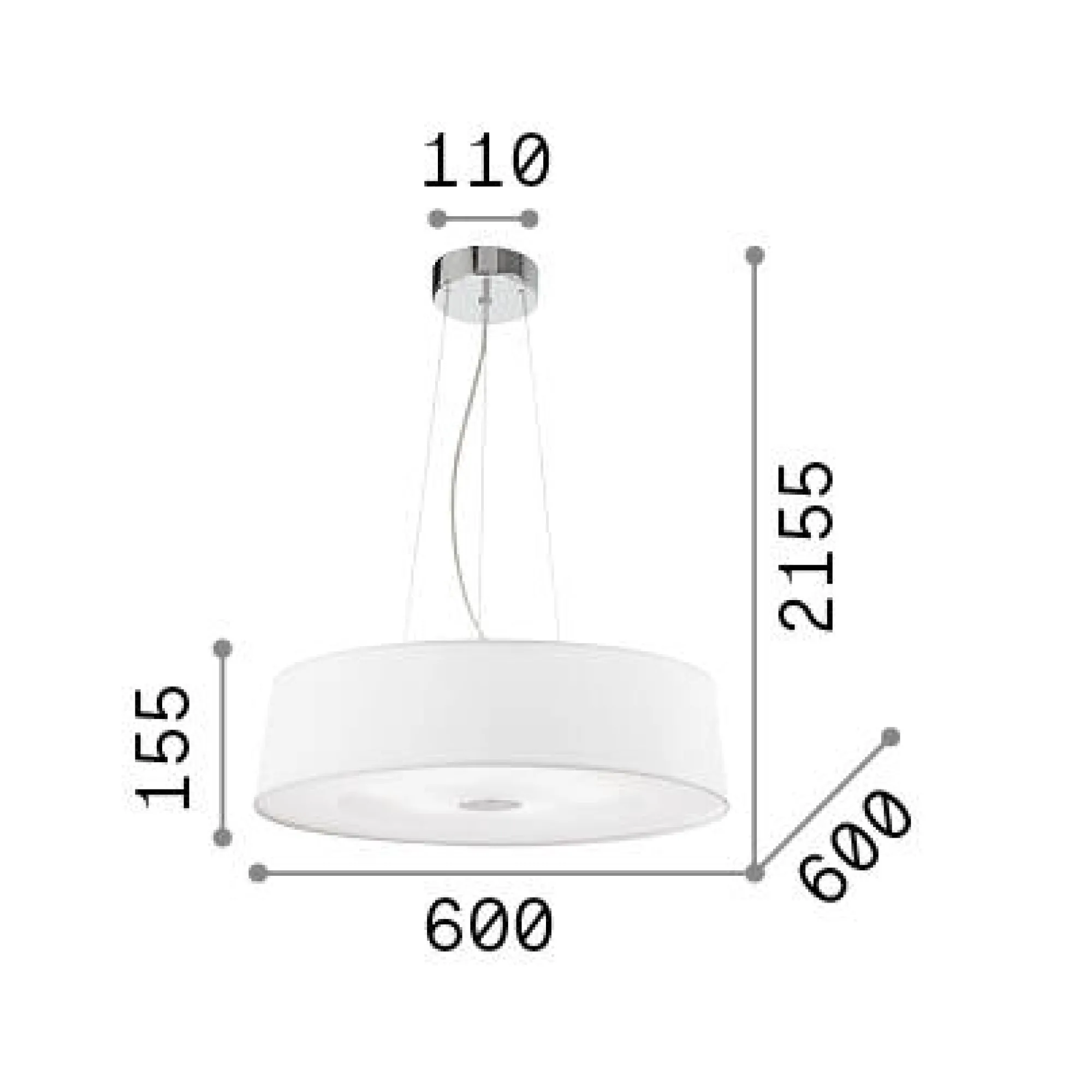 Ideal-Lux - Lampada a sospensione HILTON SP6 ROUND, 60 x 60 x h41 cm,<Dmora Clearance